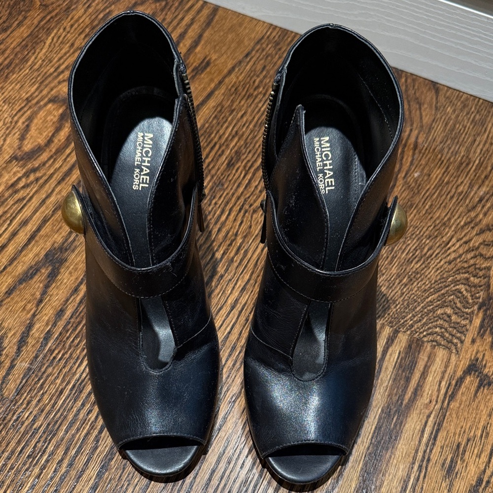 Michael Kors Black Peep Toe Heeled Boots